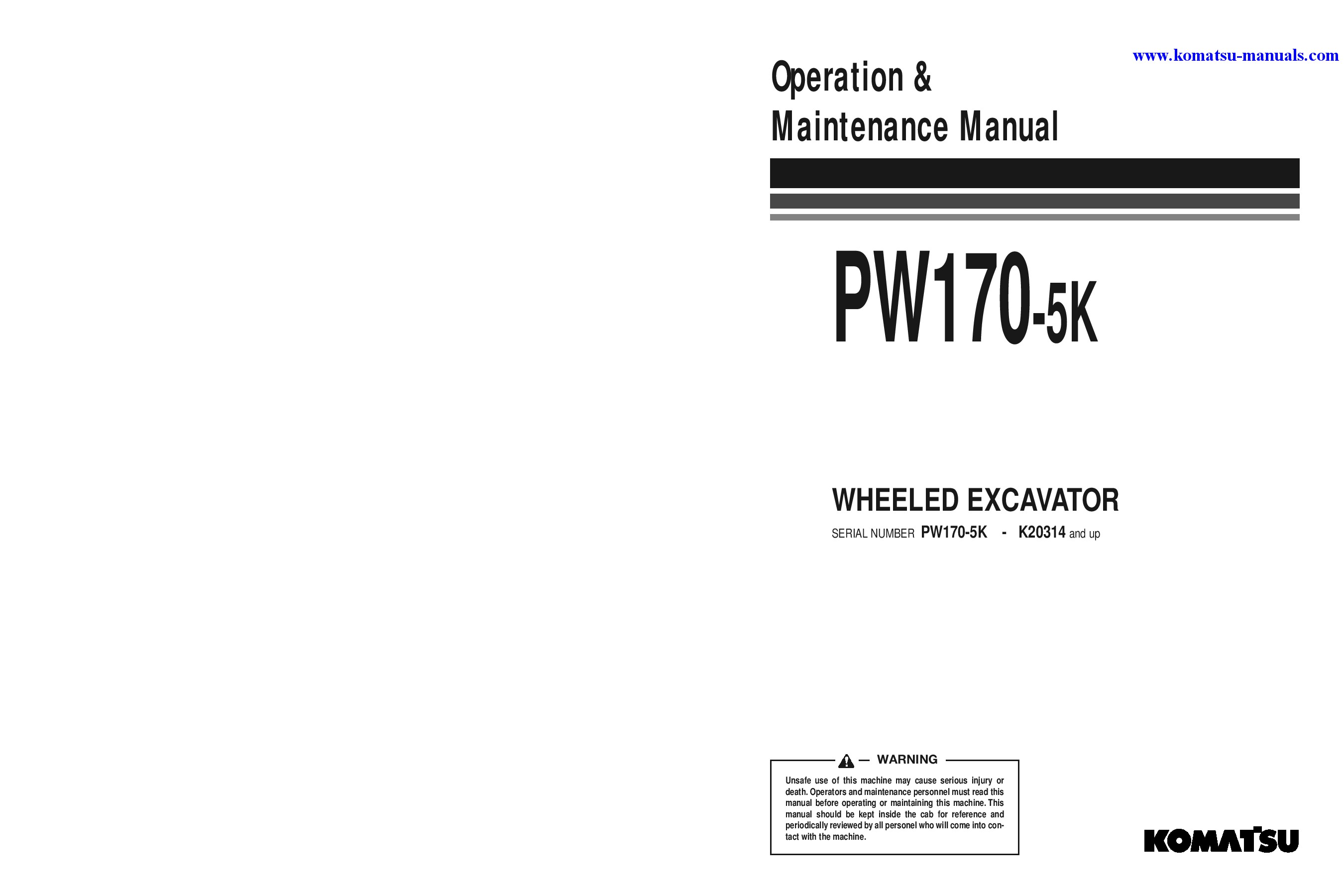 Komatsu pw170-5(gbr)-k operation and maintenance manuals excavators wheeled download Komatsu pw170-5(gbr)-k operation and maintenance manuals excavators wheeled download