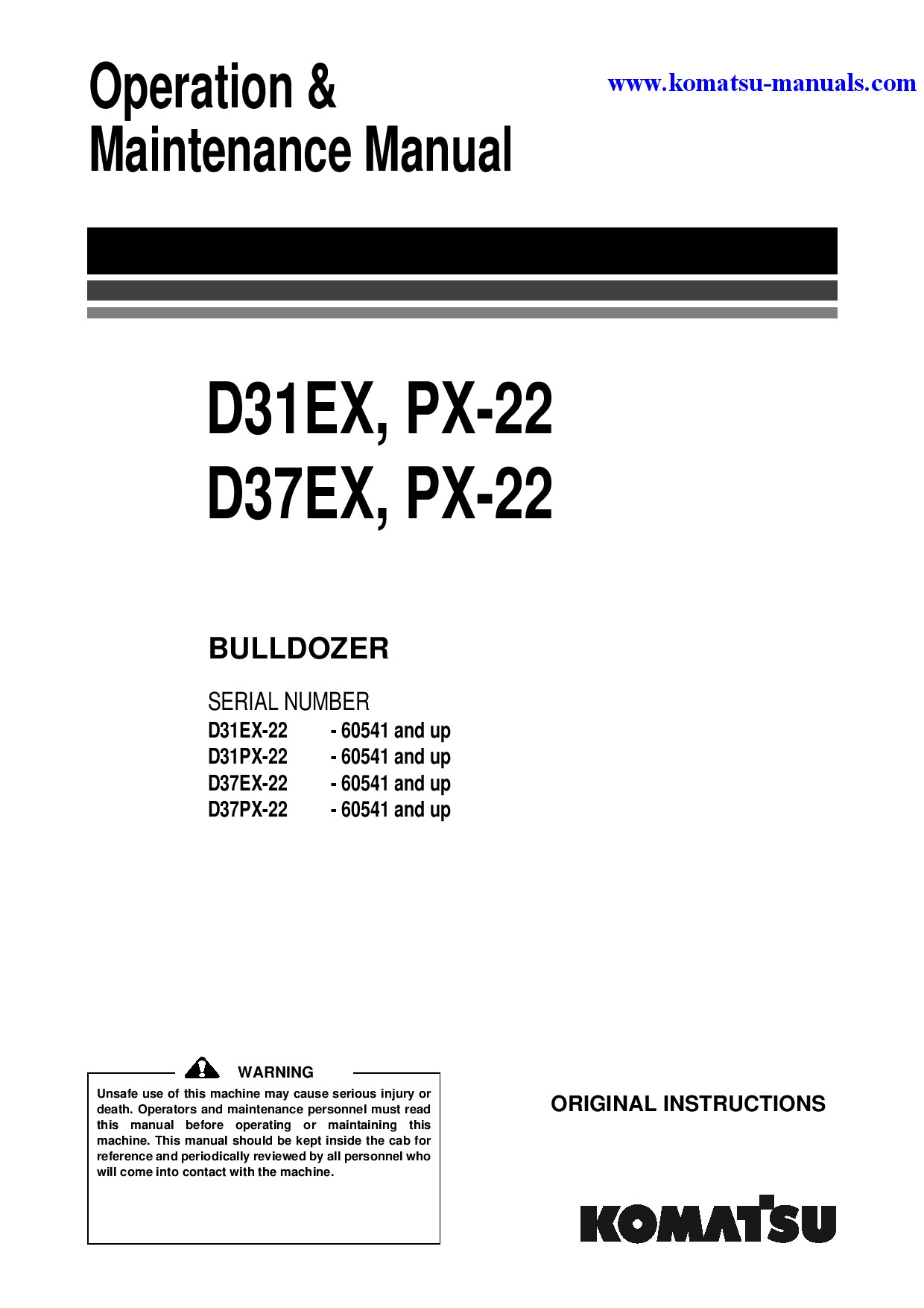 Komatsu d31px-22(jpn) operation and maintenance manuals crawler loaders download Komatsu d31px-22(jpn) operation and maintenance manuals crawler loaders download