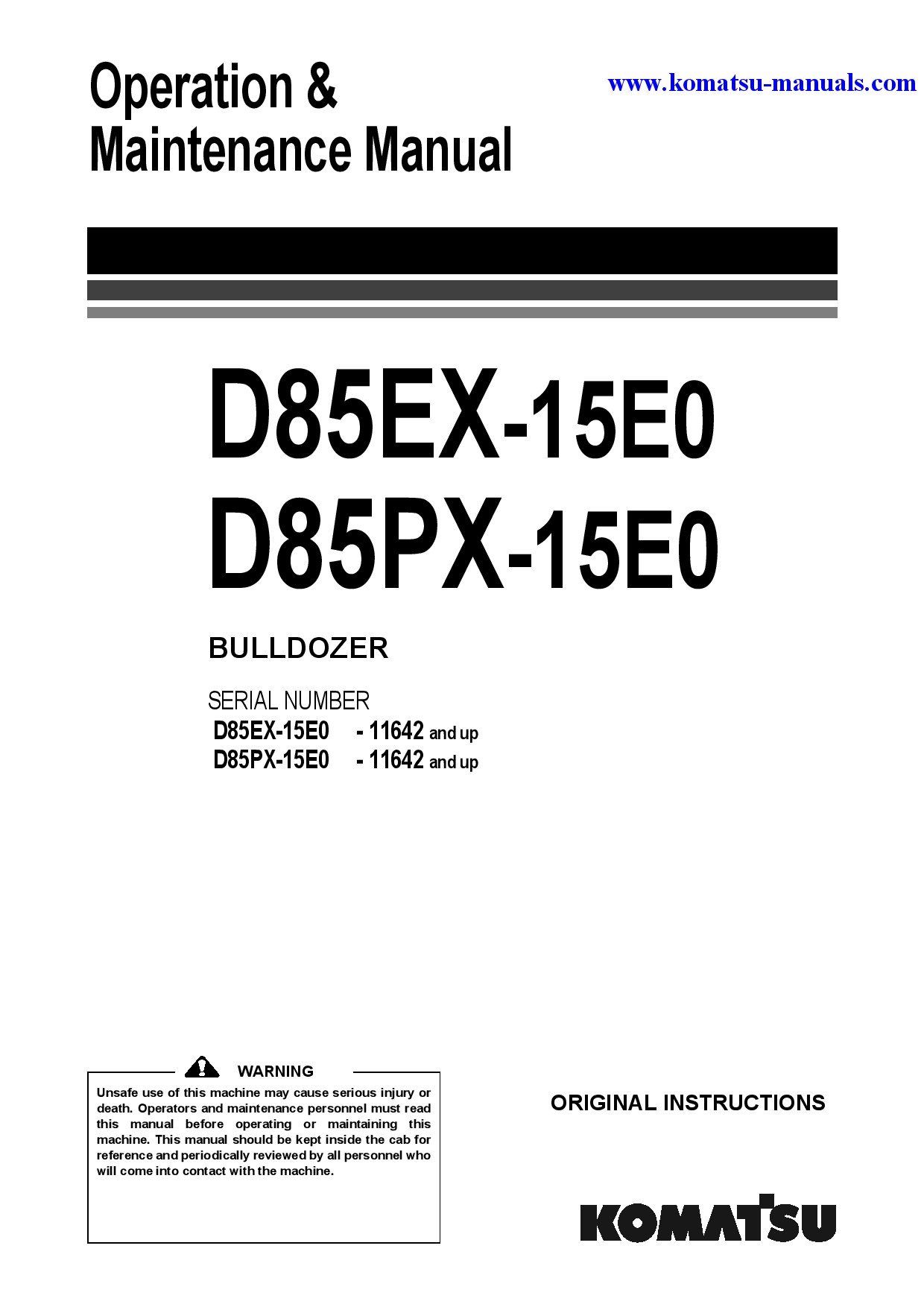 Komatsu d85px-15(jpn)-tier3, for eu operation and maintenance manuals bulldozers download Komatsu d85px-15(jpn)-tier3, for eu operation and maintenance manuals bulldozers download