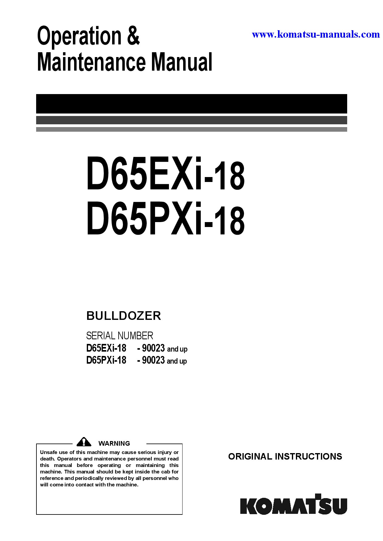 Komatsu d65pxi-18(jpn) operation and maintenance manuals crawler loaders download Komatsu d65pxi-18(jpn) operation and maintenance manuals crawler loaders download