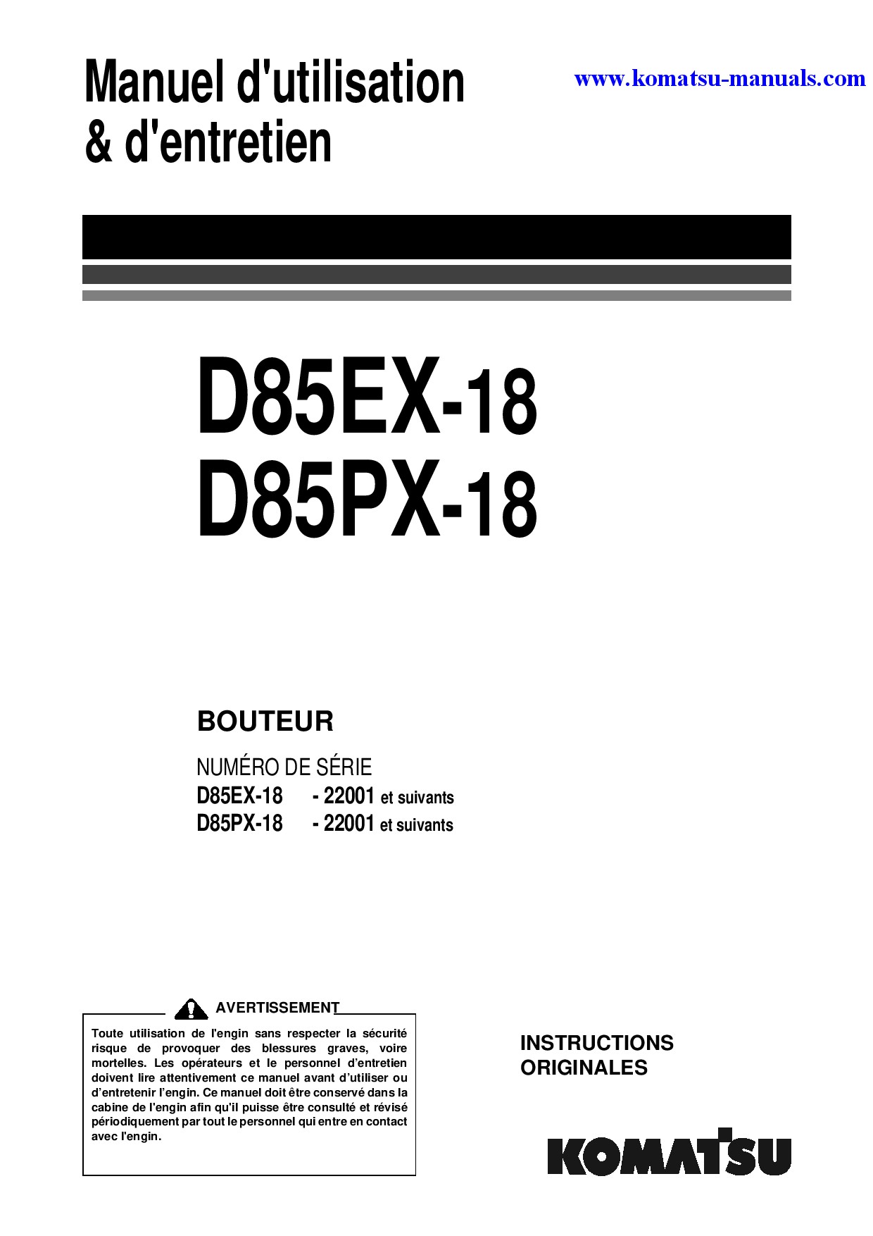 Komatsu d85ex-18(jpn) operation and maintenance manuals bulldozers download Komatsu d85ex-18(jpn) operation and maintenance manuals bulldozers download