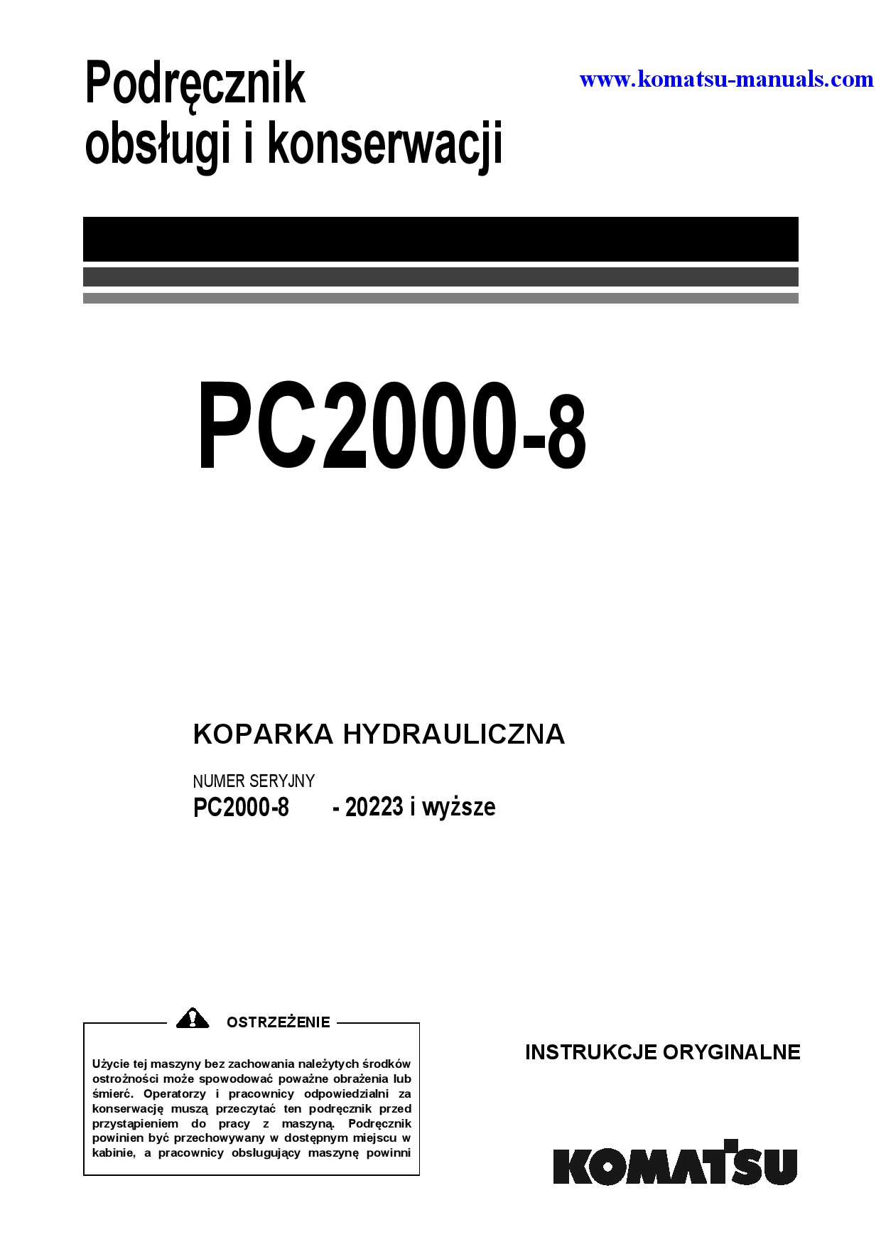 Komatsu pc2000-8(jpn) operation and maintenance manuals excavators crawler download Komatsu pc2000-8(jpn) operation and maintenance manuals excavators crawler download