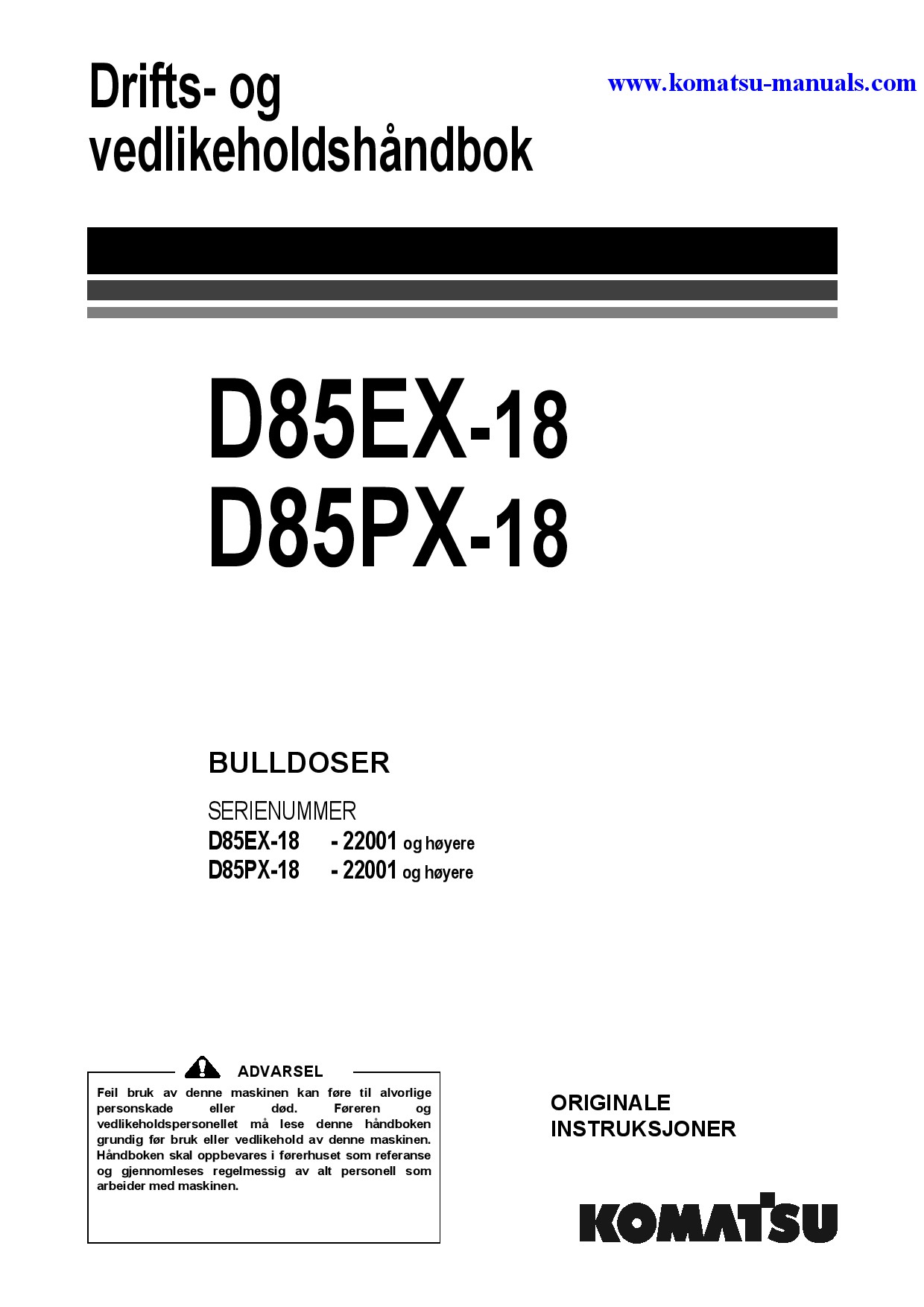 Komatsu d85px-18(jpn) operation and maintenance manuals crawler loaders download Komatsu d85px-18(jpn) operation and maintenance manuals crawler loaders download