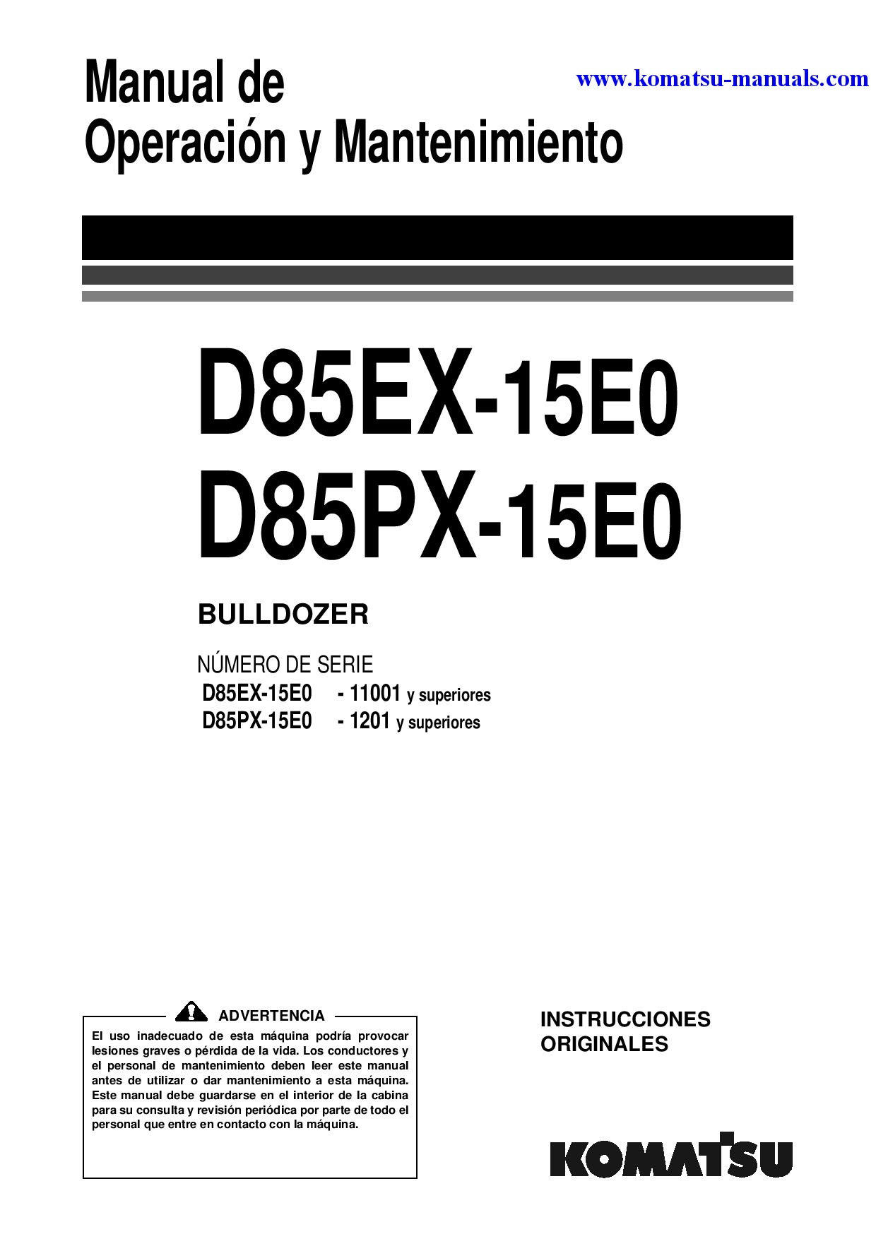 Komatsu d85px-15(jpn)-e0 operation and maintenance manuals bulldozers download Komatsu d85px-15(jpn)-e0 operation and maintenance manuals bulldozers download