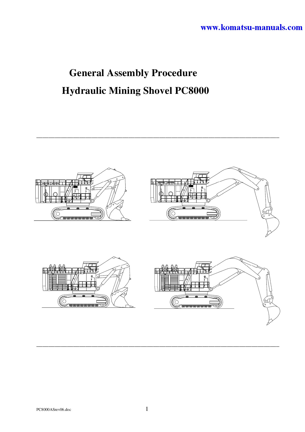 Komatsu pc8000-1(deu) field assembly manuals excavators crawler download Komatsu pc8000-1(deu) field assembly manuals excavators crawler download