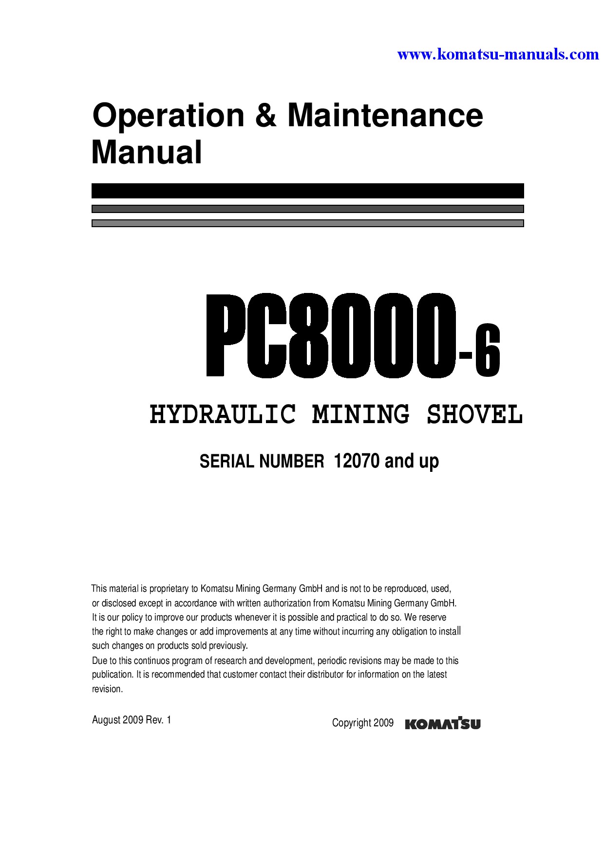 Komatsu pc8000-6(deu)-electric motor operation and maintenance manuals excavators crawler download Komatsu pc8000-6(deu)-electric motor operation and maintenance manuals excavators crawler download