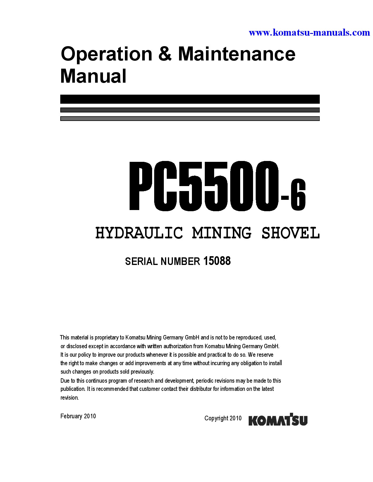 Komatsu pc5500-6(deu) operation and maintenance manuals excavators crawler download Komatsu pc5500-6(deu) operation and maintenance manuals excavators crawler download