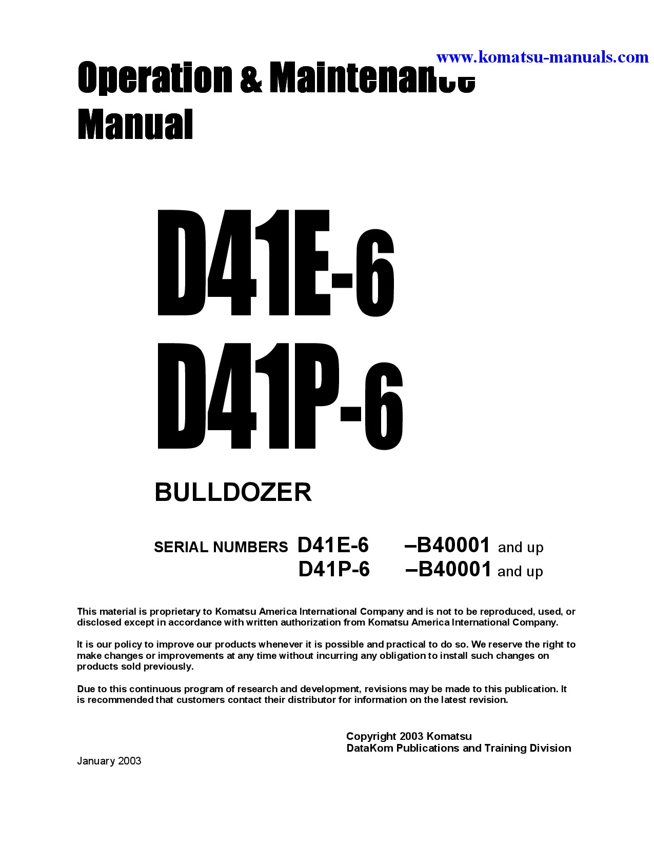 Komatsu d41p-6(jpn) operation and maintenance manuals crawler loaders download Komatsu d41p-6(jpn) operation and maintenance manuals crawler loaders download