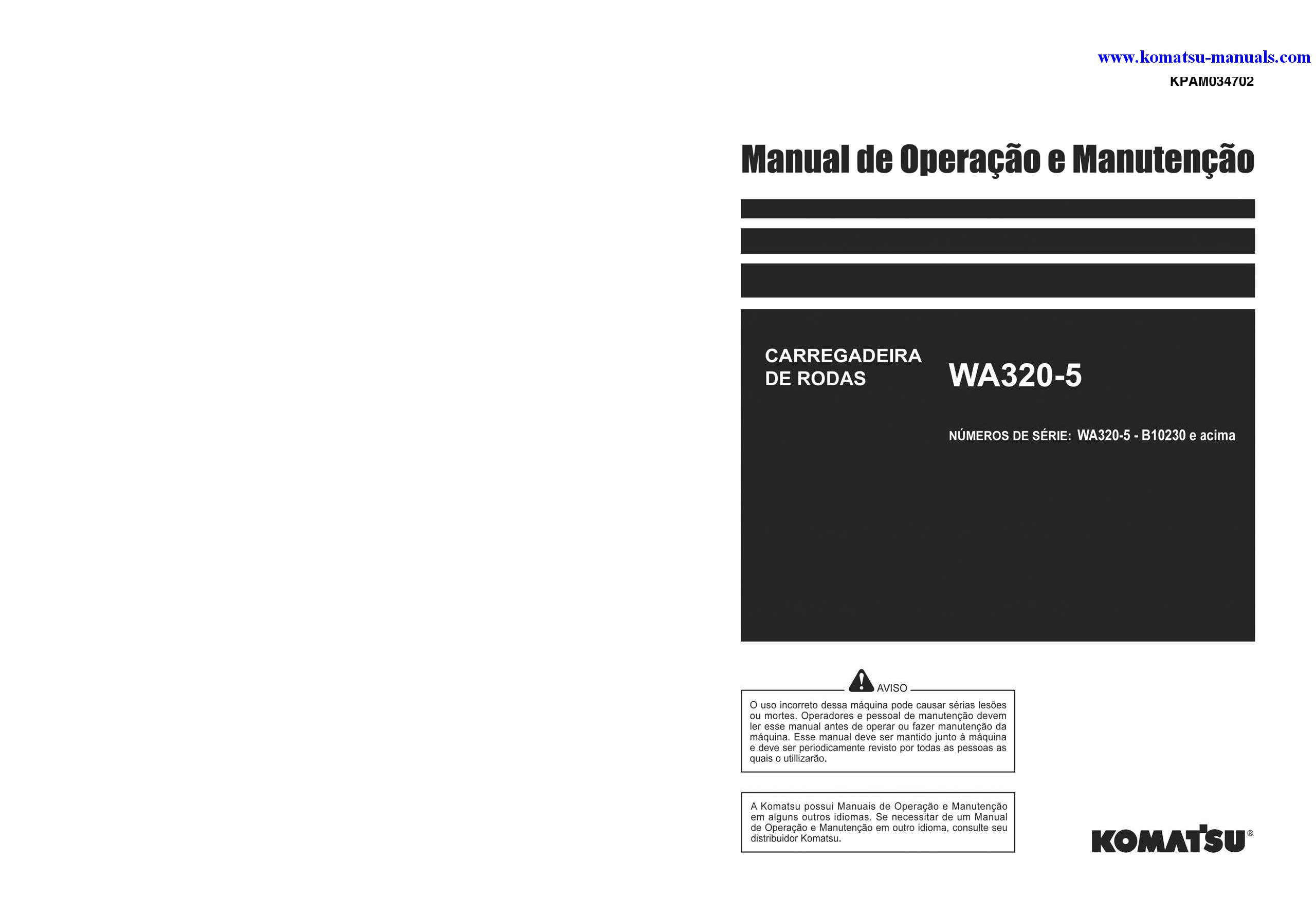 Komatsu wa320-5(bra) operation and maintenance manuals wheel loaders download Komatsu wa320-5(bra) operation and maintenance manuals wheel loaders download