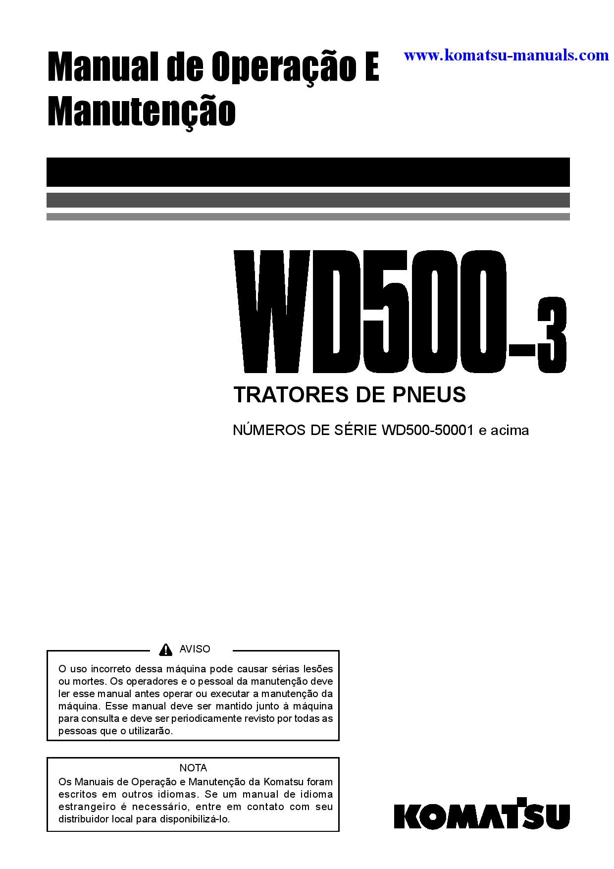 Komatsu wd500-3(jpn) operation and maintenance manuals bulldozers wheeled download Komatsu wd500-3(jpn) operation and maintenance manuals bulldozers wheeled download