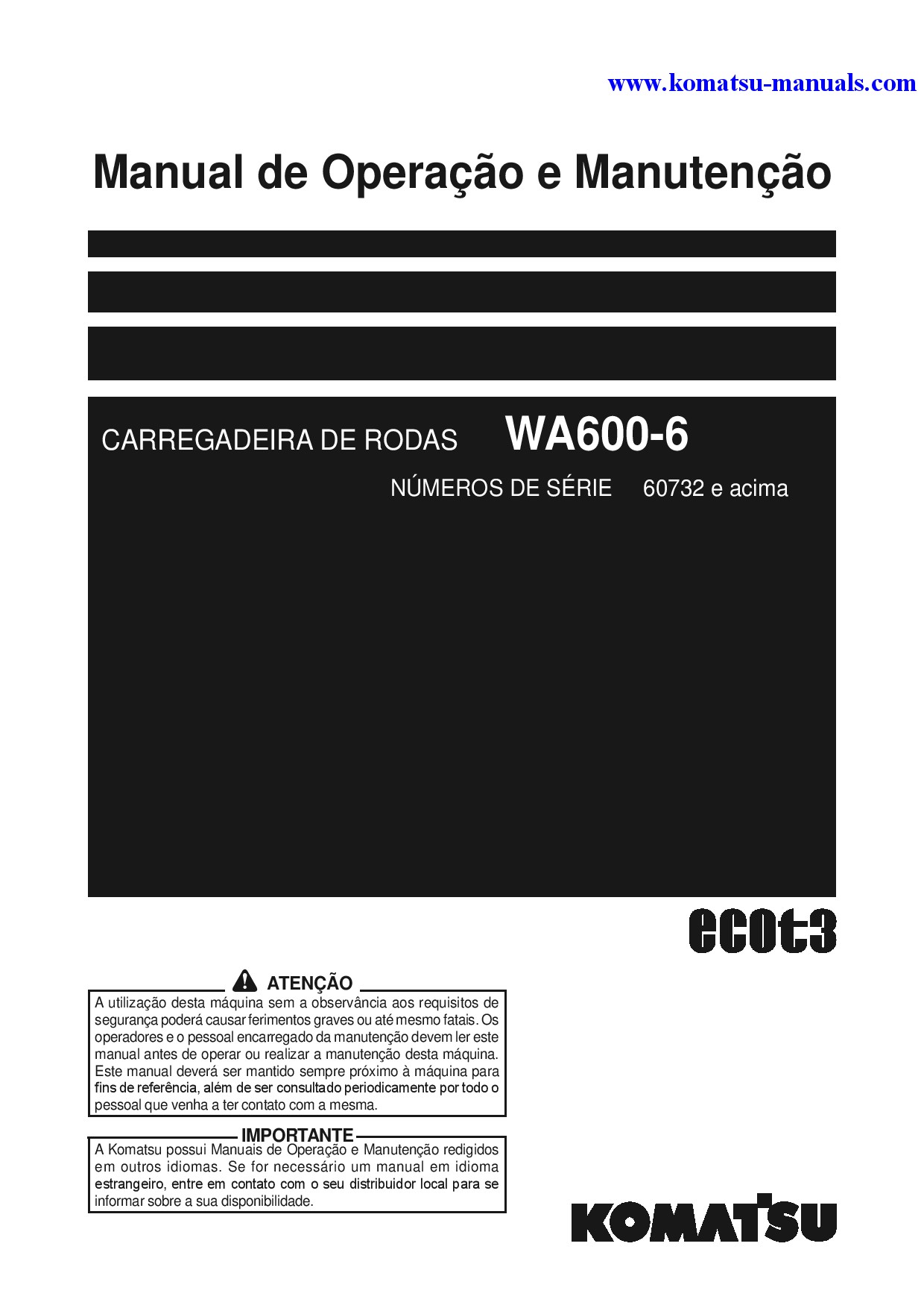 Komatsu wa600-6(jpn) operation and maintenance manuals wheel loaders download Komatsu wa600-6(jpn) operation and maintenance manuals wheel loaders download