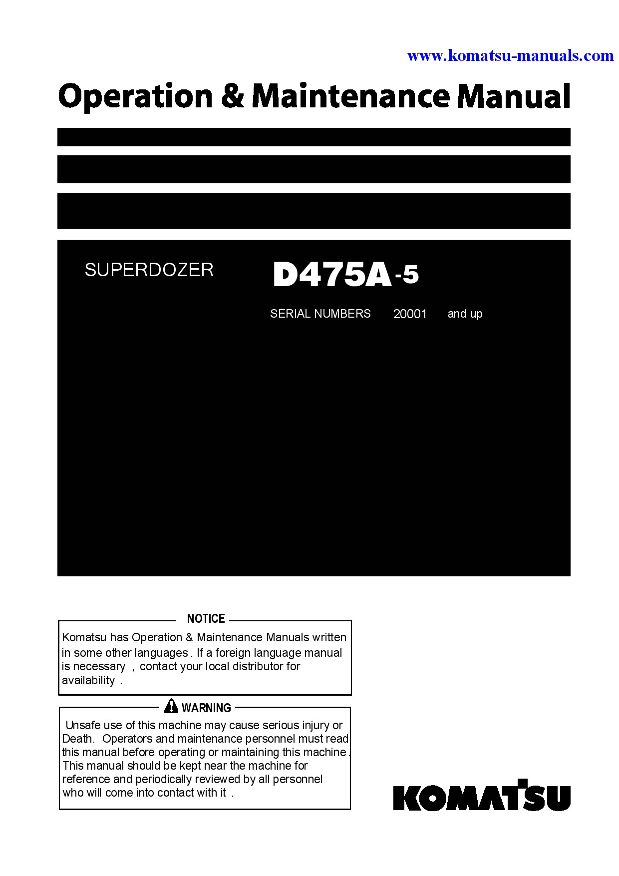 Komatsu d475a-5(jpn)-super dozer operation and maintenance manuals crawler loaders download Komatsu d475a-5(jpn)-super dozer operation and maintenance manuals crawler loaders download