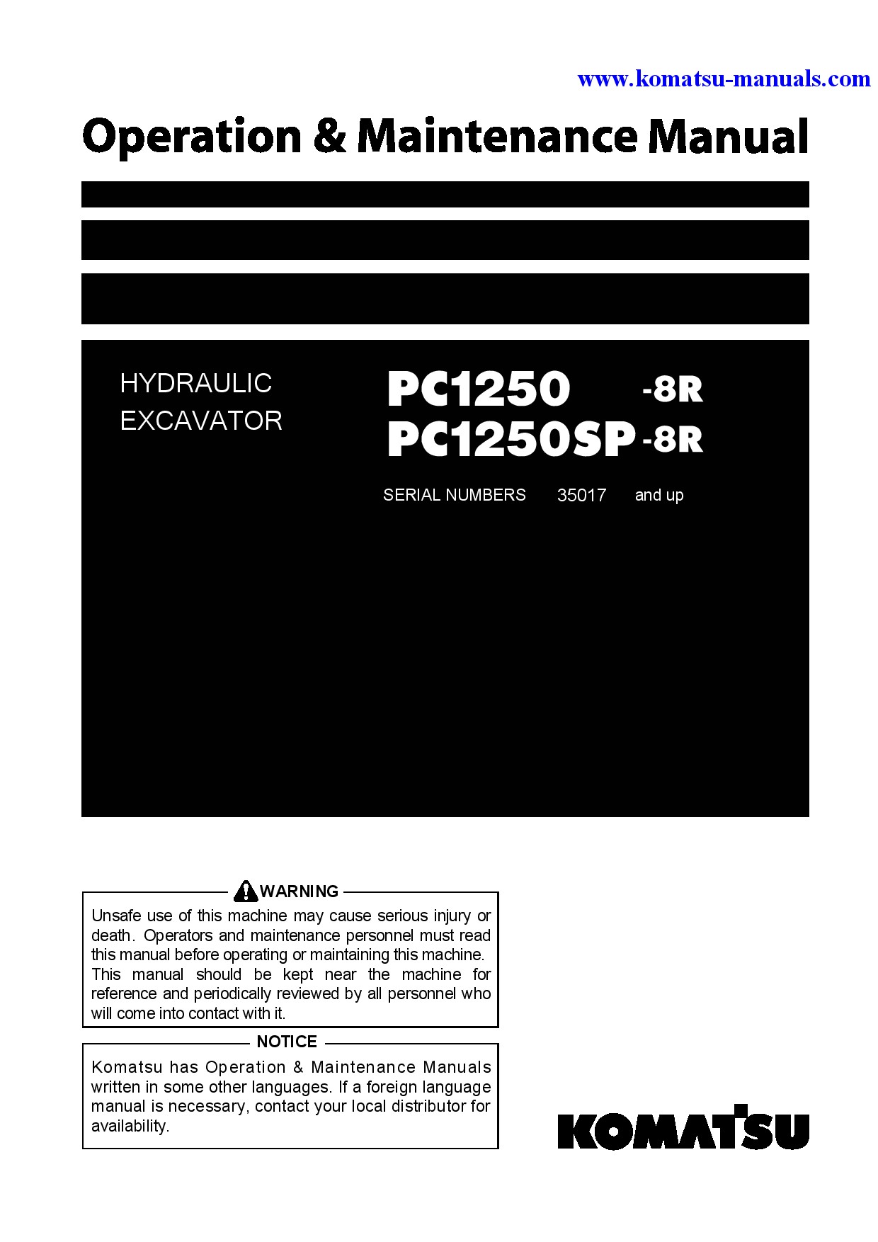 Komatsu pc1250sp-8(jpn)-r operation and maintenance manuals excavators crawler download Komatsu pc1250sp-8(jpn)-r operation and maintenance manuals excavators crawler download