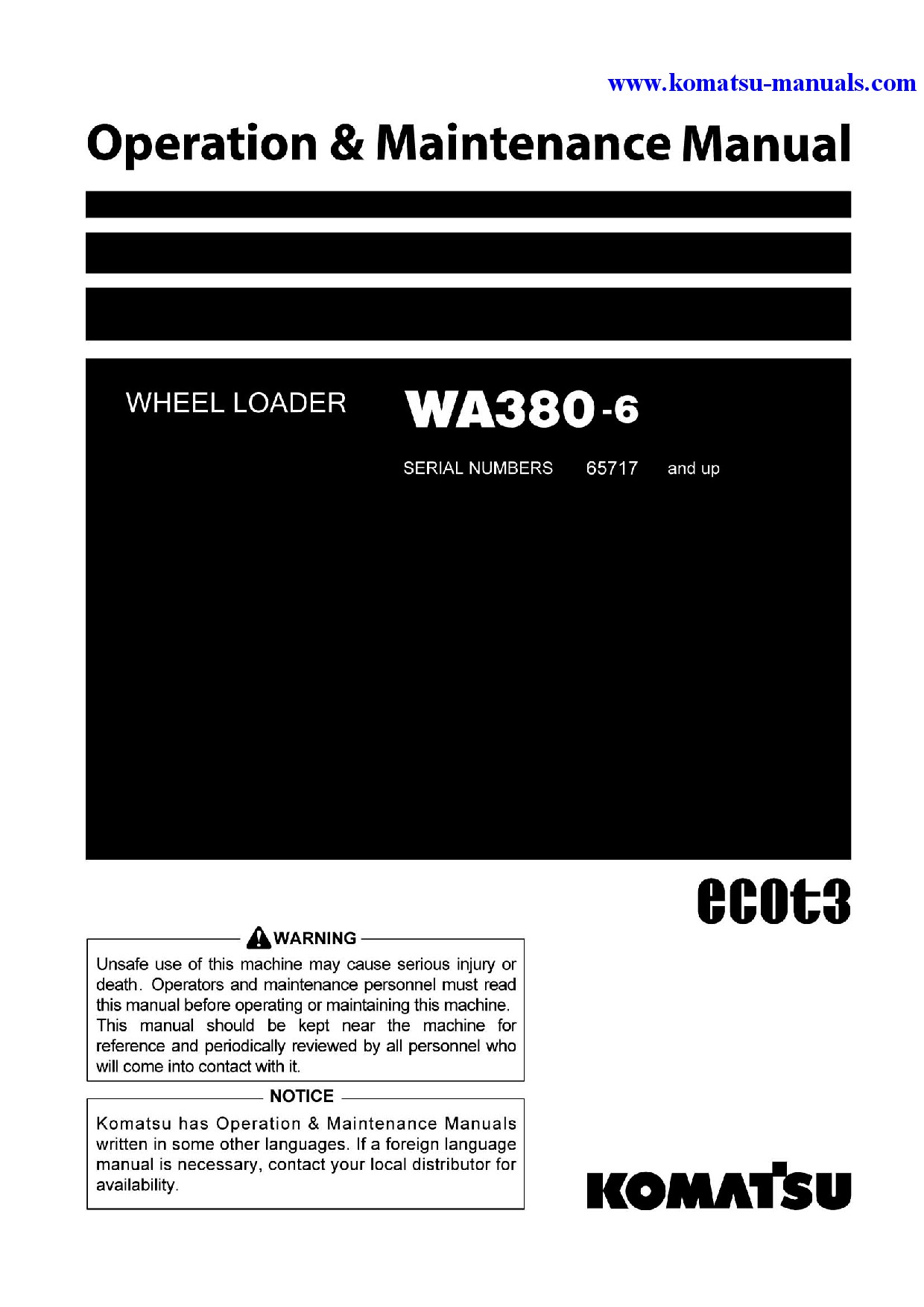 Komatsu wa380-6(jpn) operation and maintenance manuals wheel loaders download Komatsu wa380-6(jpn) operation and maintenance manuals wheel loaders download