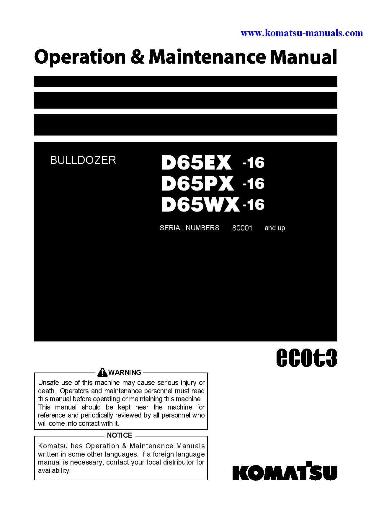 Komatsu d65ex-16(jpn) operation and maintenance manuals crawler loaders download Komatsu d65ex-16(jpn) operation and maintenance manuals crawler loaders download