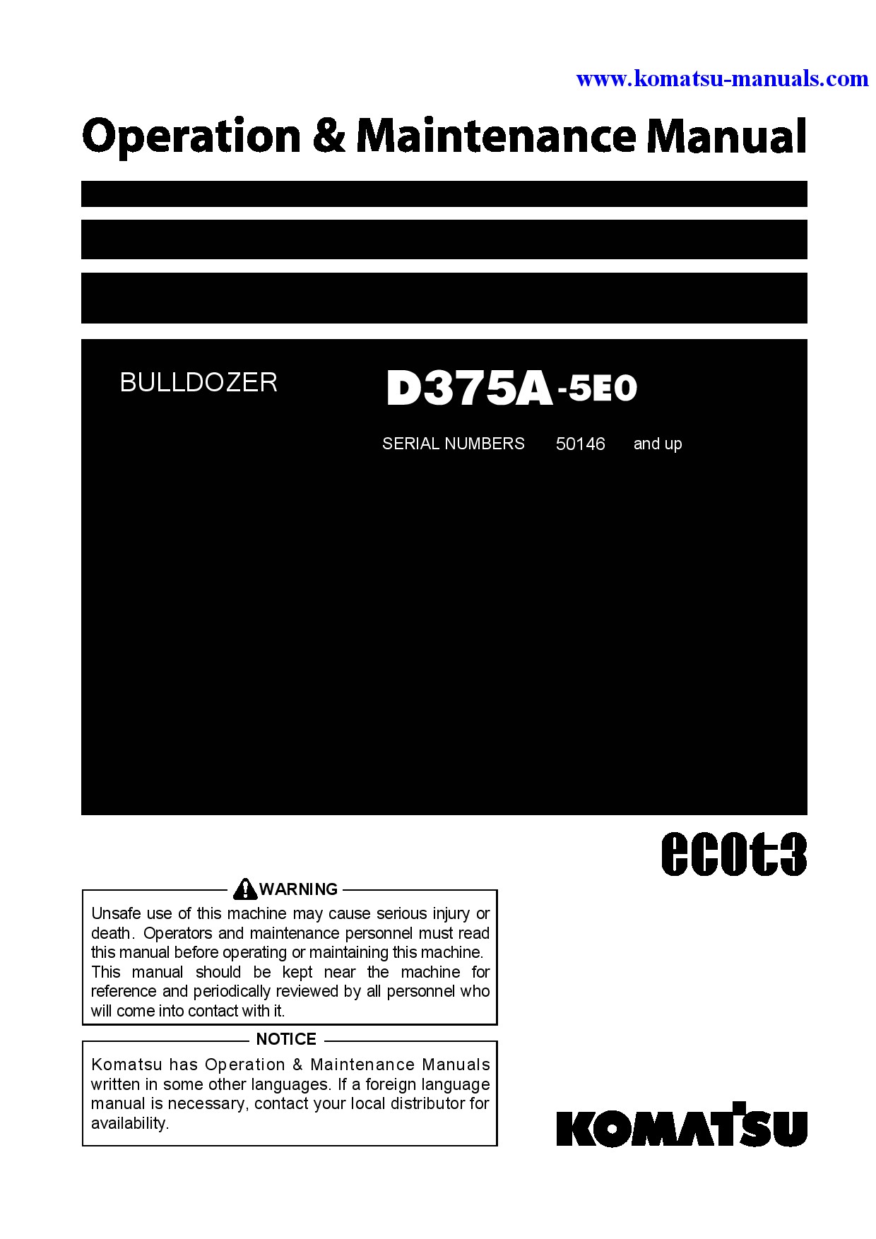 Komatsu d375a-5(jpn)-tier3, one-way steering lever operation and maintenance manuals bulldozers download Komatsu d375a-5(jpn)-tier3, one-way steering lever operation and maintenance manuals bulldozers download