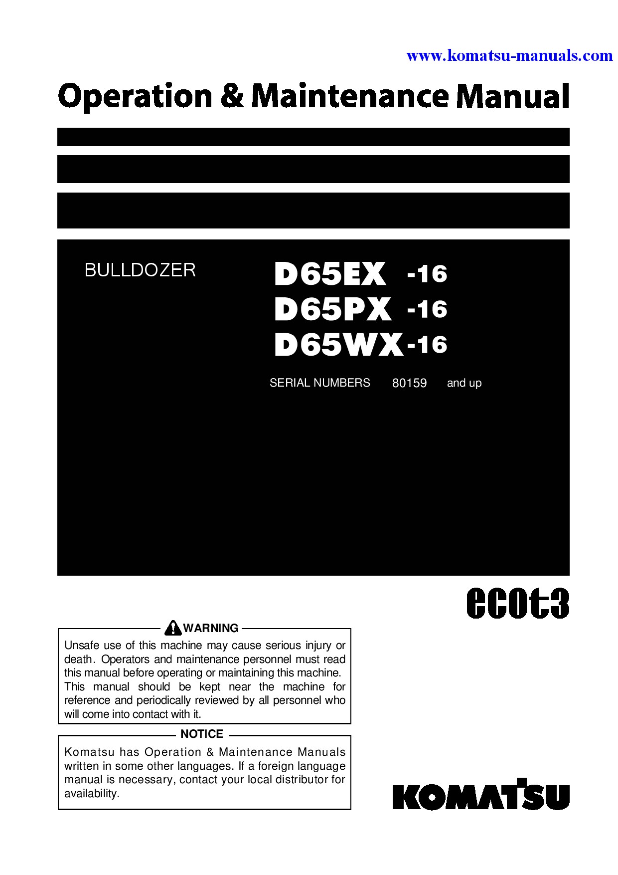 Komatsu d65wx-16(jpn) operation and maintenance manuals crawler loaders download Komatsu d65wx-16(jpn) operation and maintenance manuals crawler loaders download