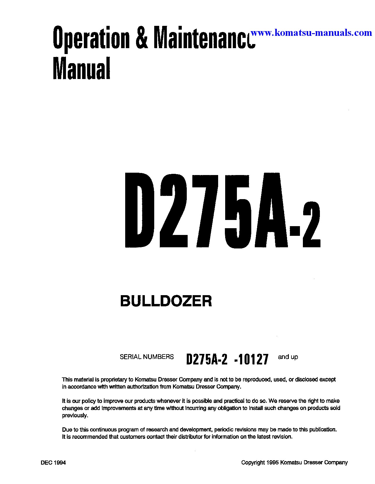 Komatsu d275a-2(jpn) operation and maintenance manuals bulldozers download Komatsu d275a-2(jpn) operation and maintenance manuals bulldozers download