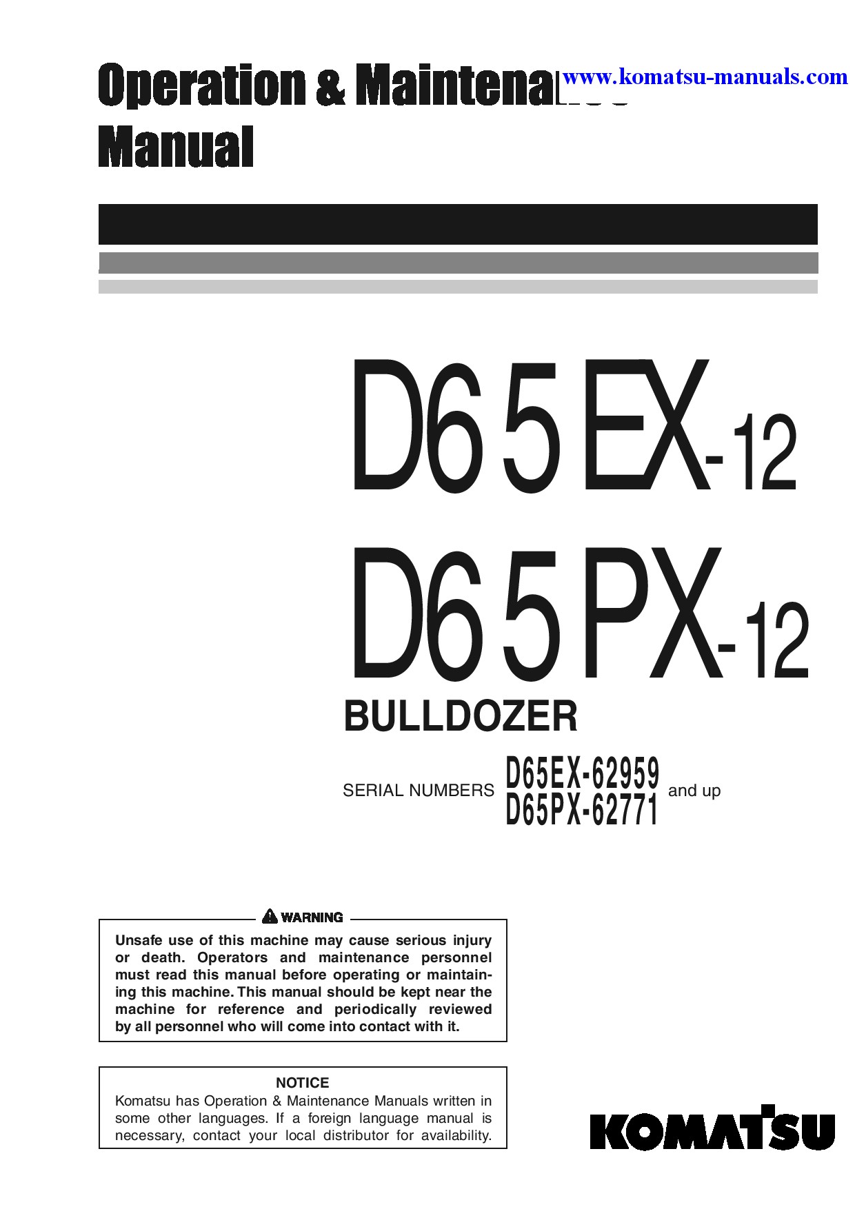 Komatsu d65ex-12(jpn) operation and maintenance manuals crawler loaders download Komatsu d65ex-12(jpn) operation and maintenance manuals crawler loaders download