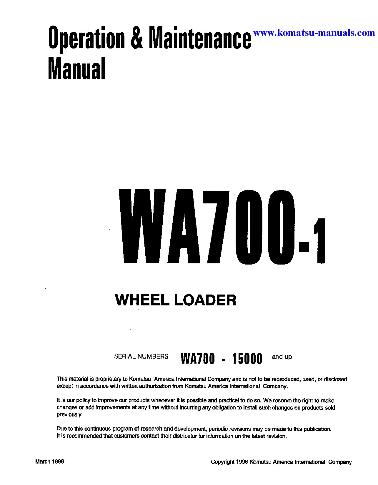 Komatsu wa700-1(jpn) operation and maintenance manuals wheel loaders download Komatsu wa700-1(jpn) operation and maintenance manuals wheel loaders download