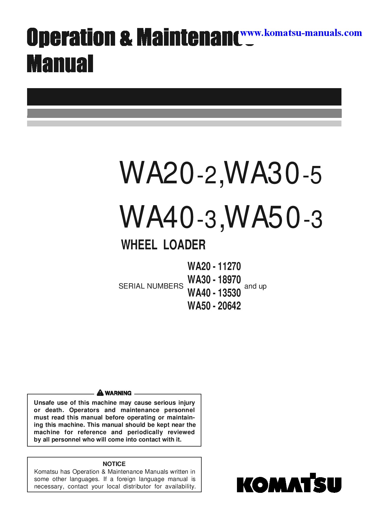 Komatsu wa40-3(jpn) operation and maintenance manuals wheel loaders download Komatsu wa40-3(jpn) operation and maintenance manuals wheel loaders download