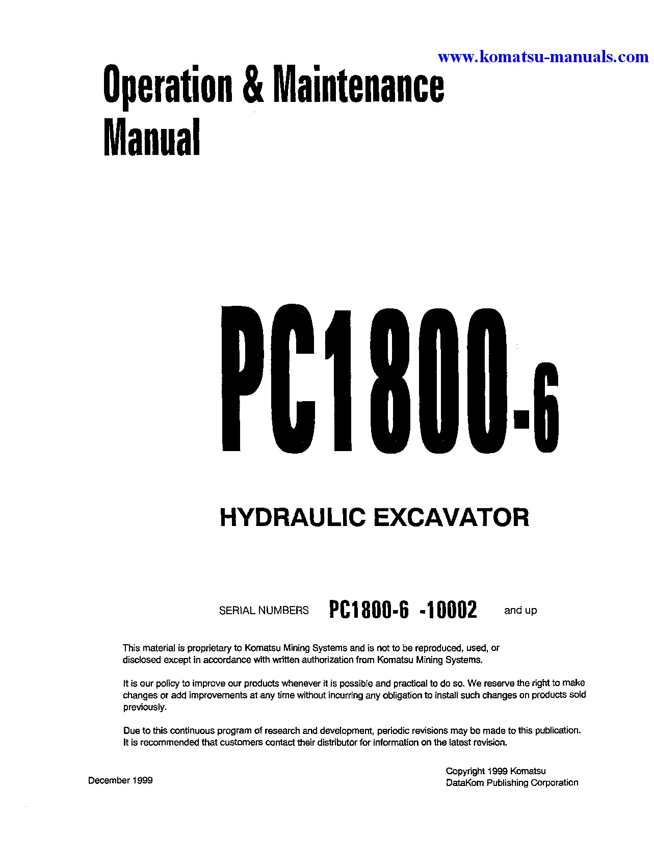 Komatsu pc1800-6(jpn) operation and maintenance manuals excavators crawler download Komatsu pc1800-6(jpn) operation and maintenance manuals excavators crawler download