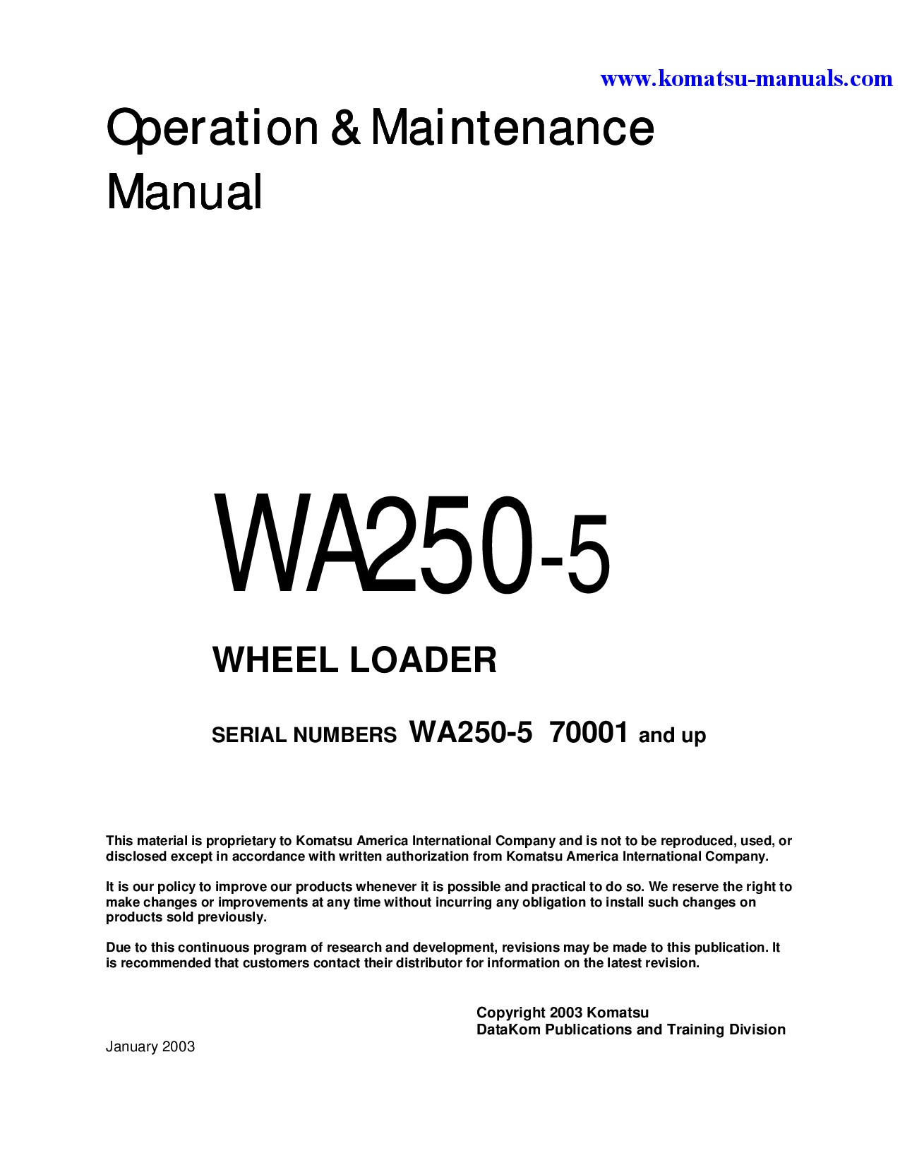 Komatsu wa250-5(jpn) operation and maintenance manuals wheel loaders download Komatsu wa250-5(jpn) operation and maintenance manuals wheel loaders download