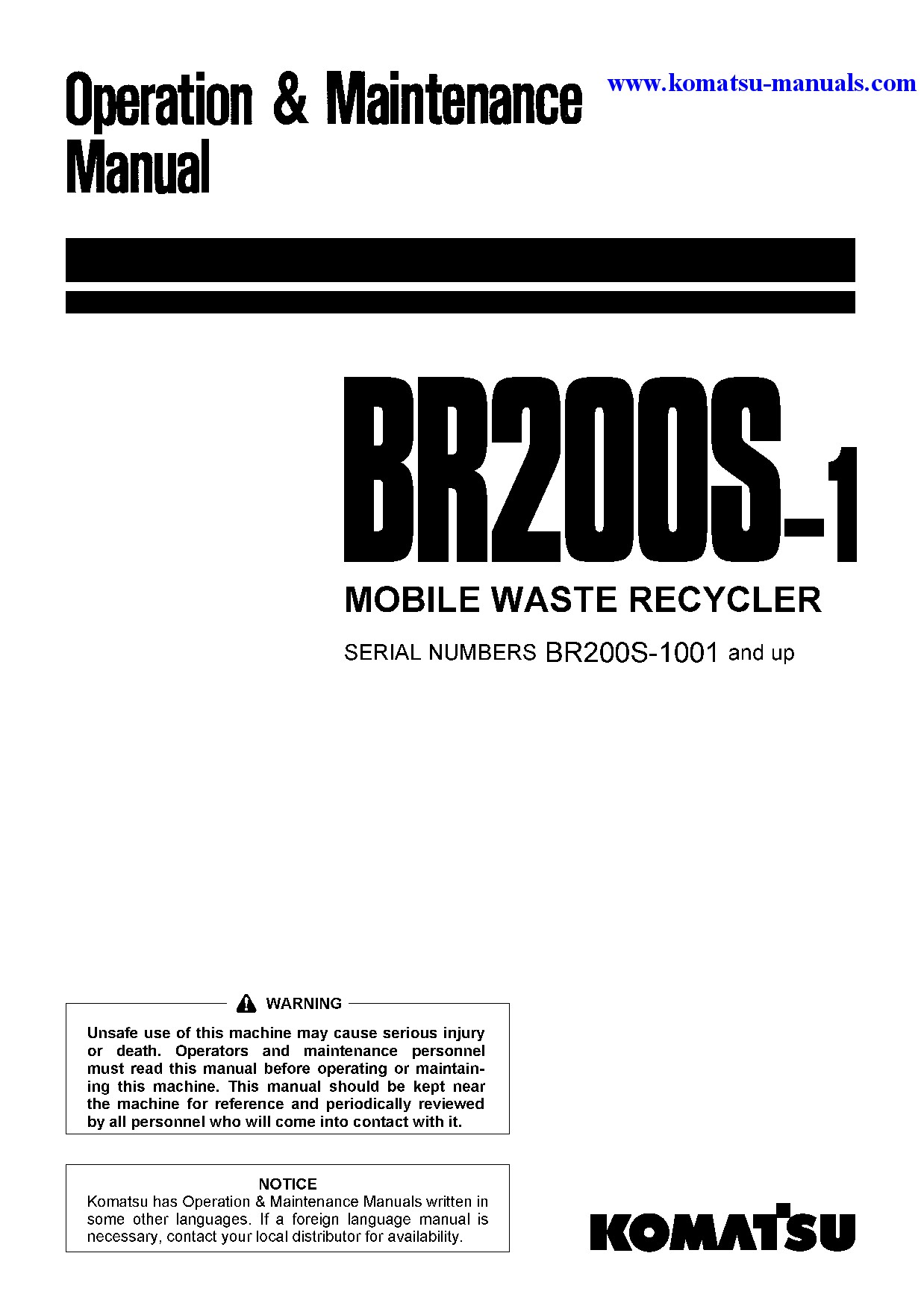 Komatsu br200s-1(jpn) operation and maintenance manuals crushers and recyclers download Komatsu br200s-1(jpn) operation and maintenance manuals crushers and recyclers download