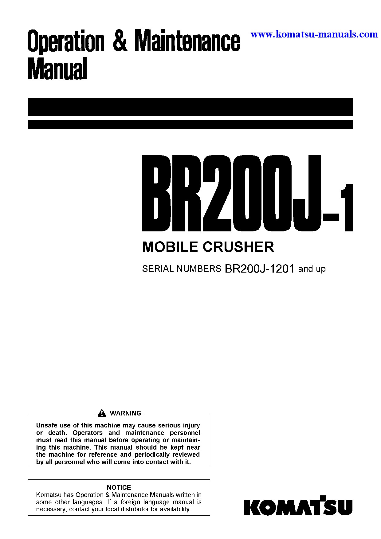 Komatsu br200j-1(jpn) operation and maintenance manuals crushers and recyclers download Komatsu br200j-1(jpn) operation and maintenance manuals crushers and recyclers download