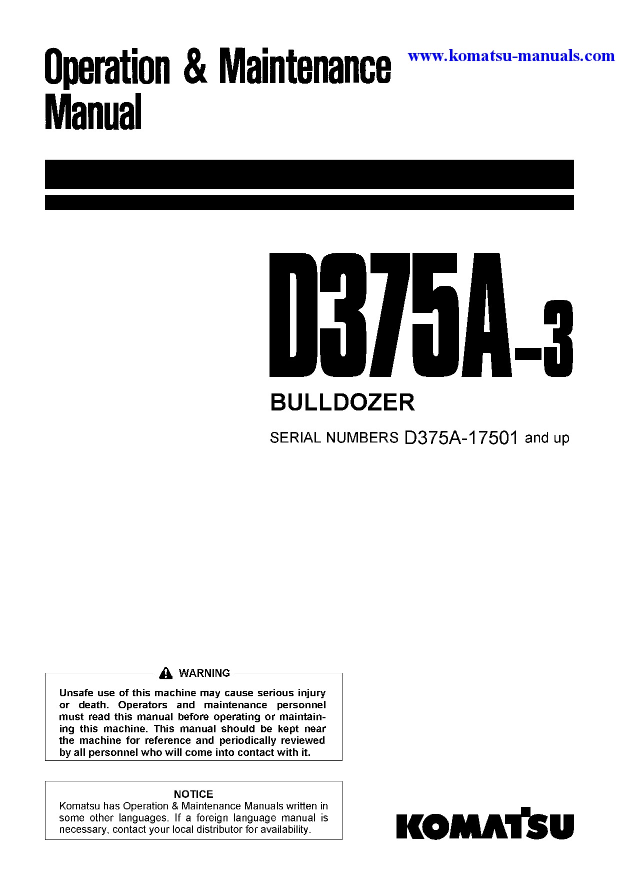 Komatsu d375a-3(jpn)-7-track roller operation and maintenance manuals crawler loaders download Komatsu d375a-3(jpn)-7-track roller operation and maintenance manuals crawler loaders download