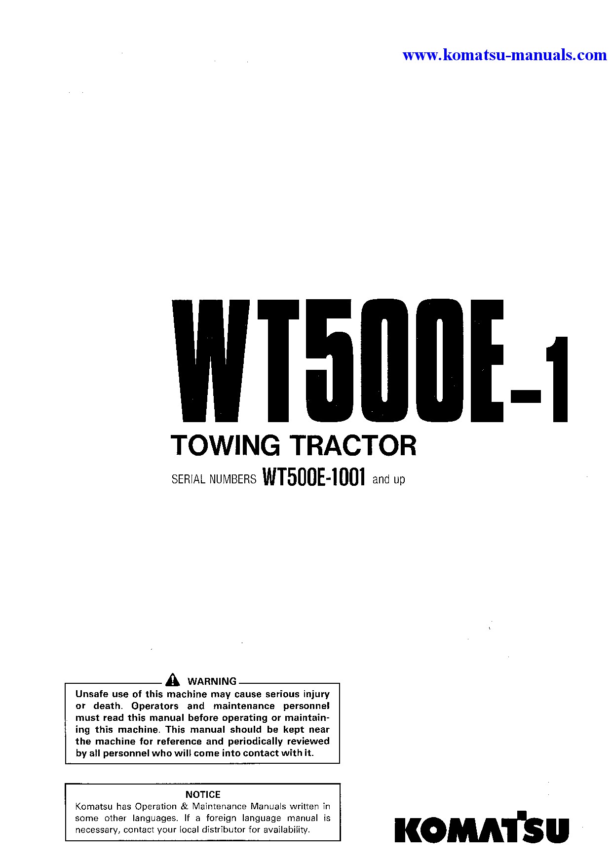 Komatsu wt500e-1(jpn) operation and maintenance manuals other download Komatsu wt500e-1(jpn) operation and maintenance manuals other download