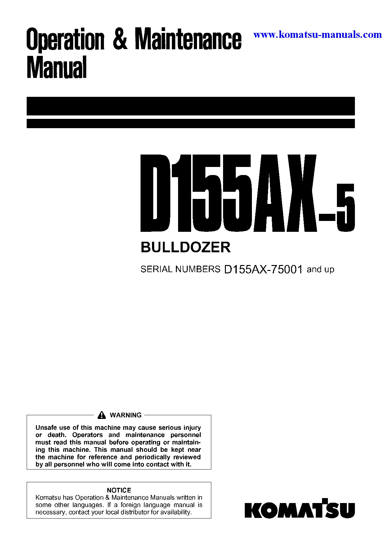 Komatsu d155ax-5(jpn) operation and maintenance manuals crawler loaders download Komatsu d155ax-5(jpn) operation and maintenance manuals crawler loaders download