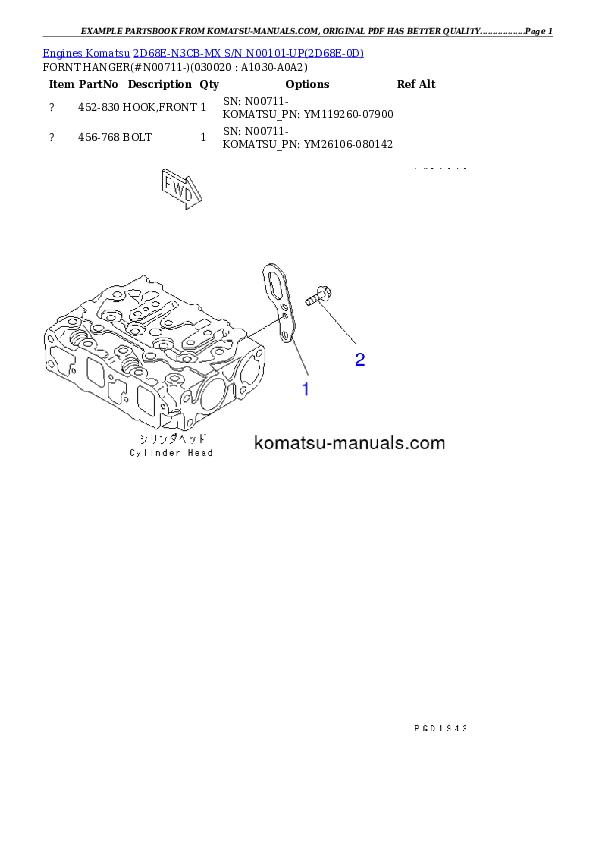 Komatsu 2d68e-n3cb-mx parts books engines download Komatsu 2d68e-n3cb-mx parts books engines download