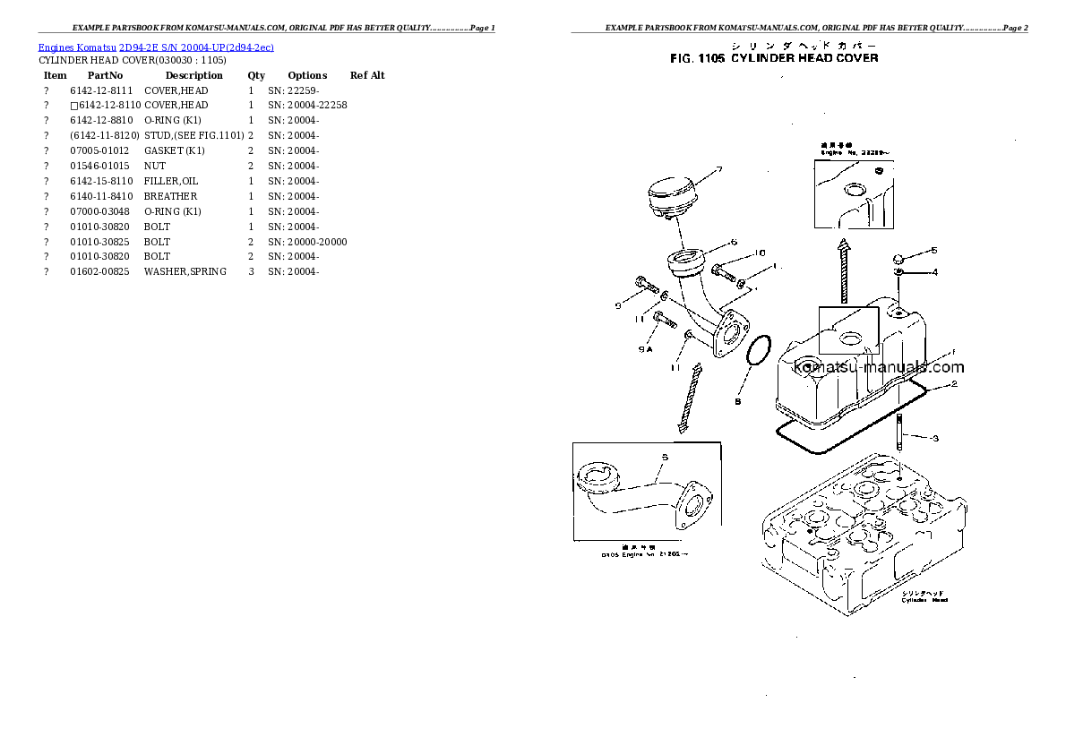 Komatsu 2d94-2e parts books engines download Komatsu 2d94-2e parts books engines download