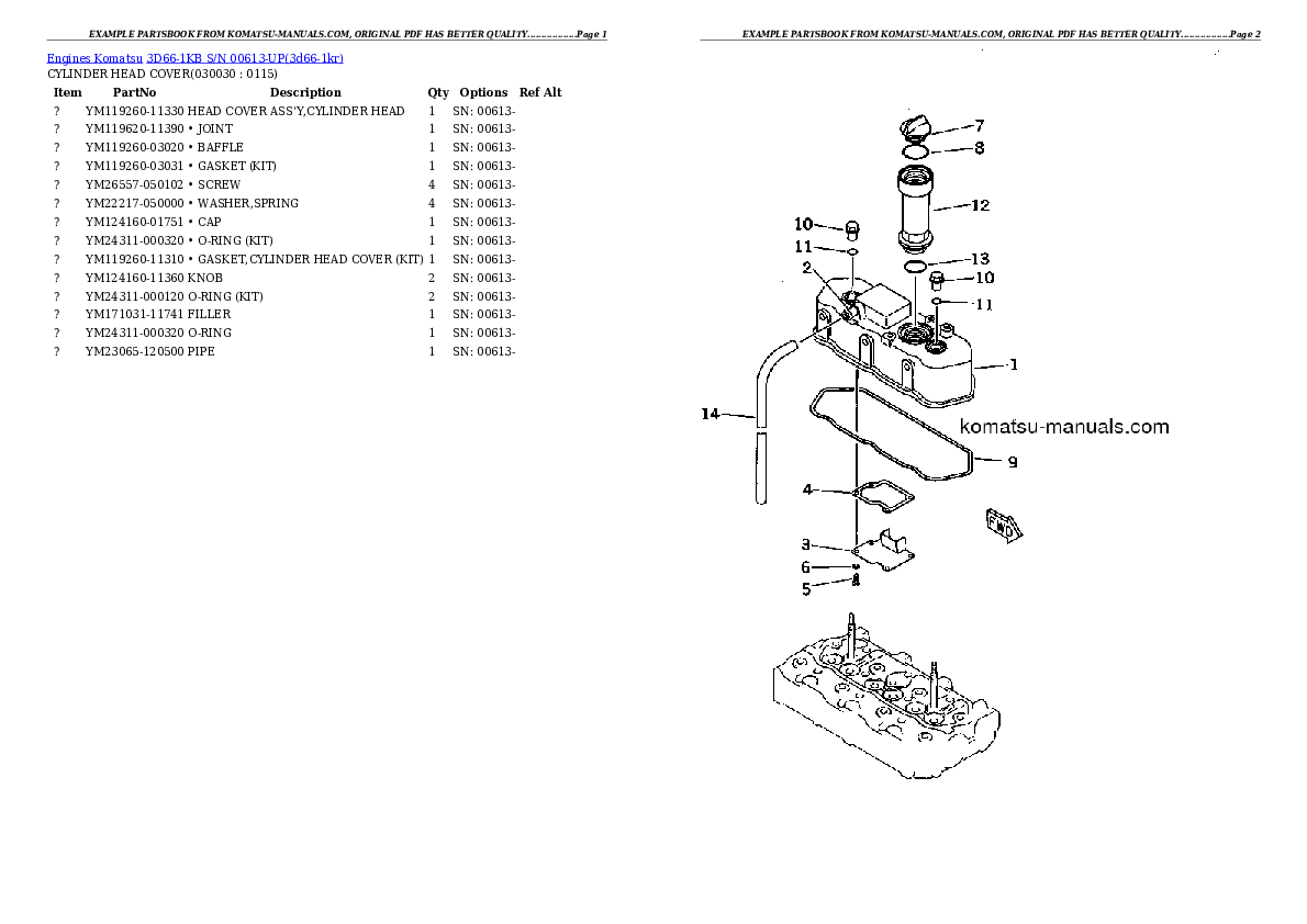 Komatsu 3d66-1kb parts books engines download Komatsu 3d66-1kb parts books engines download