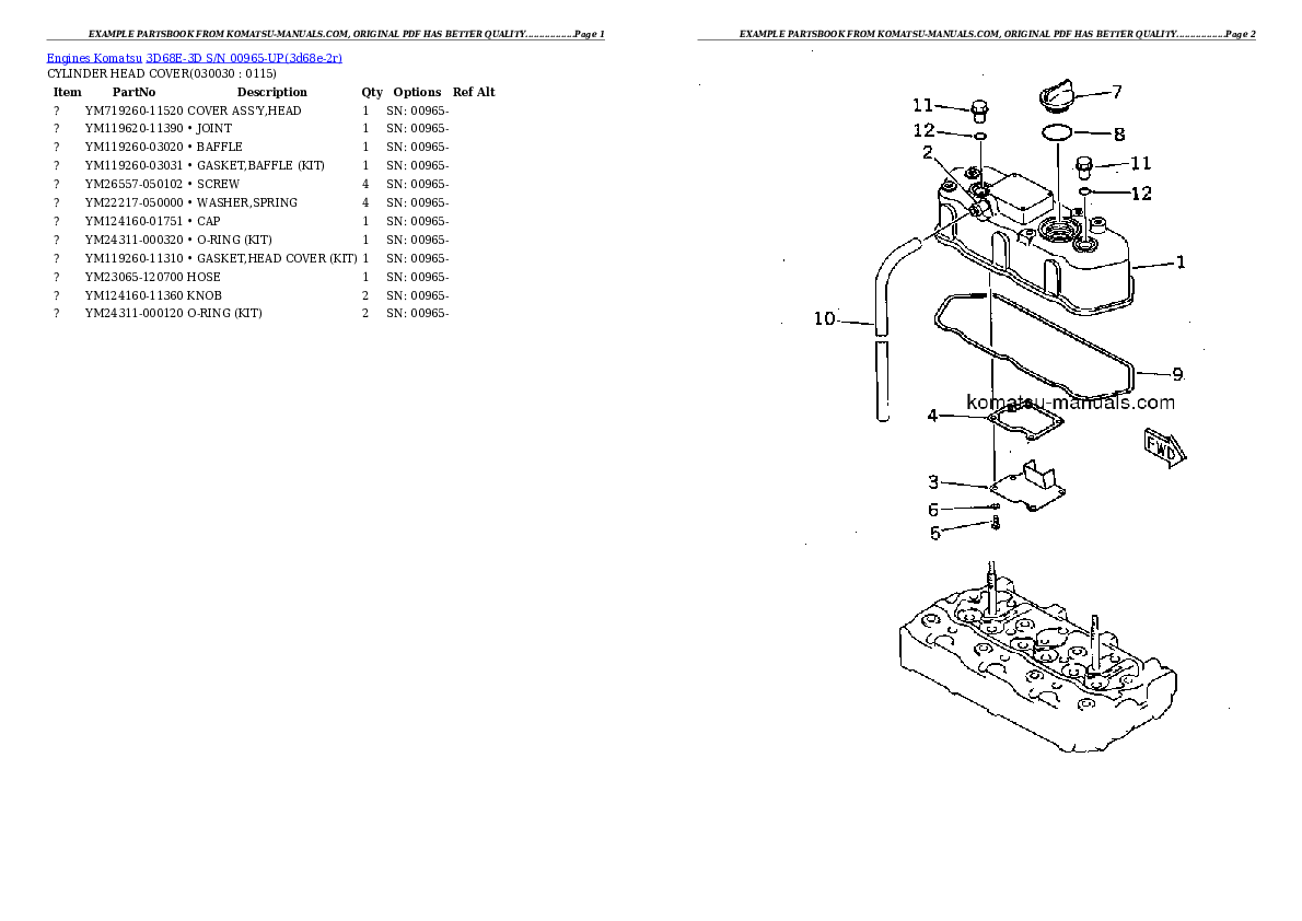 Komatsu 3d68e-3d parts books engines download Komatsu 3d68e-3d parts books engines download