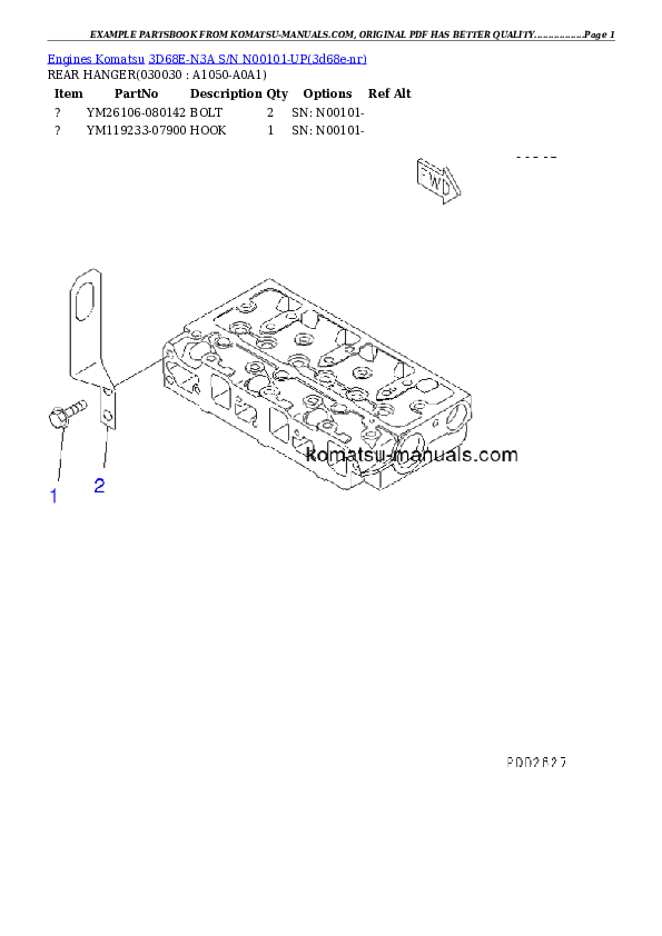 Komatsu 3d68e-n3a parts books engines download Komatsu 3d68e-n3a parts books engines download