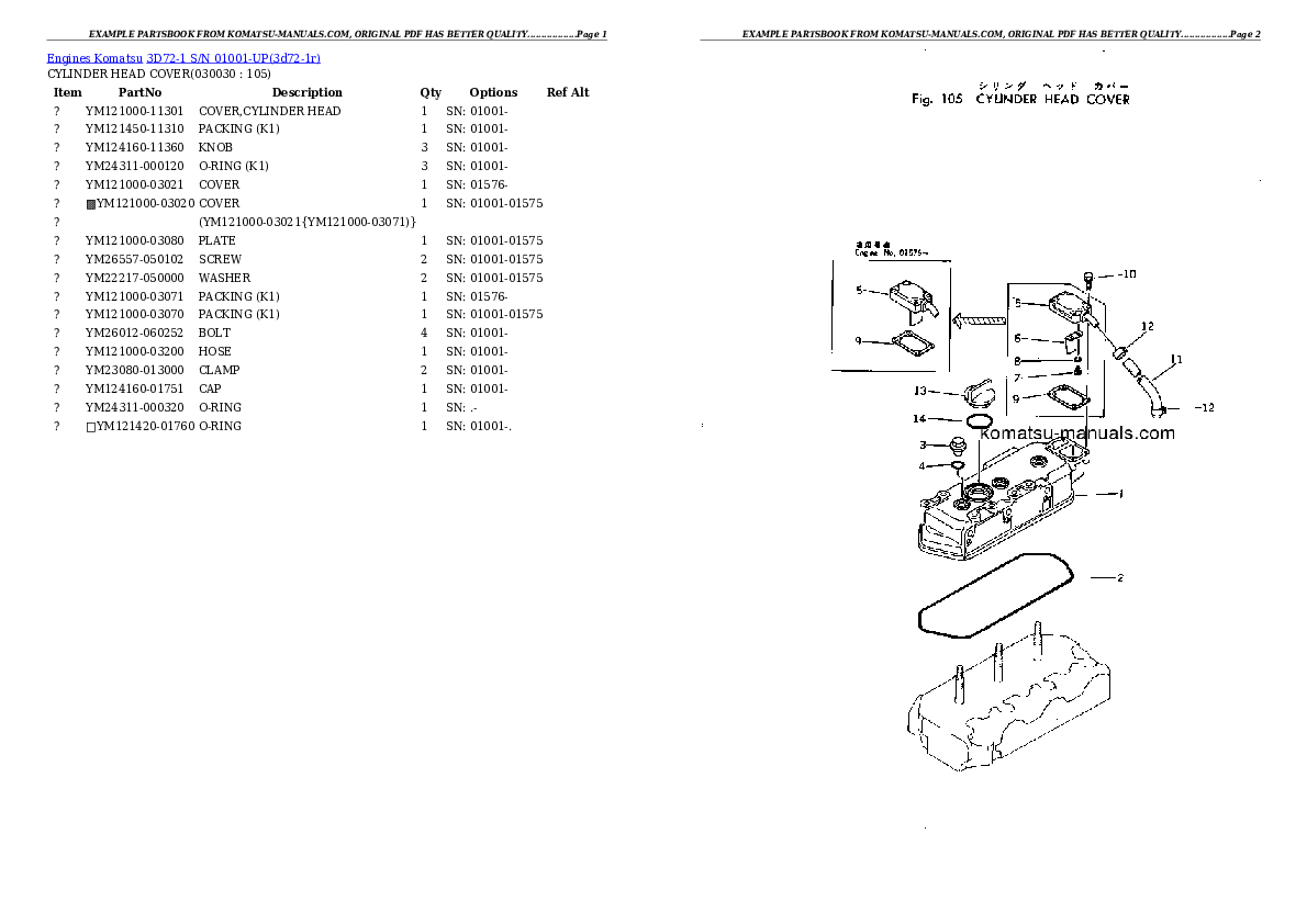 Komatsu 3d72-1 parts books engines download Komatsu 3d72-1 parts books engines download