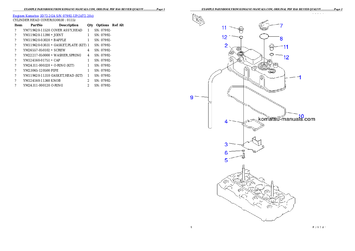 Komatsu 3d72-2ga parts books engines download Komatsu 3d72-2ga parts books engines download