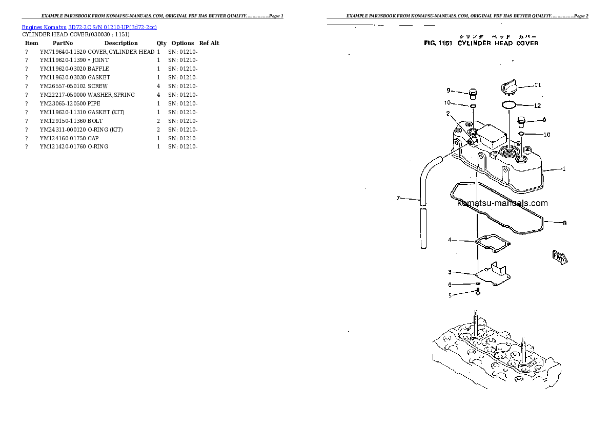 Komatsu 3d72-2c parts books engines download Komatsu 3d72-2c parts books engines download