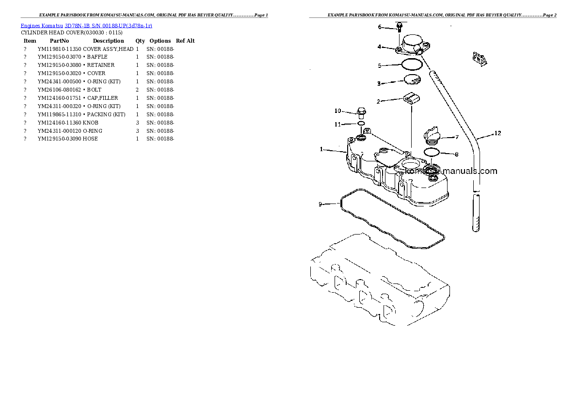 Komatsu 3d78n-1b parts books engines download Komatsu 3d78n-1b parts books engines download