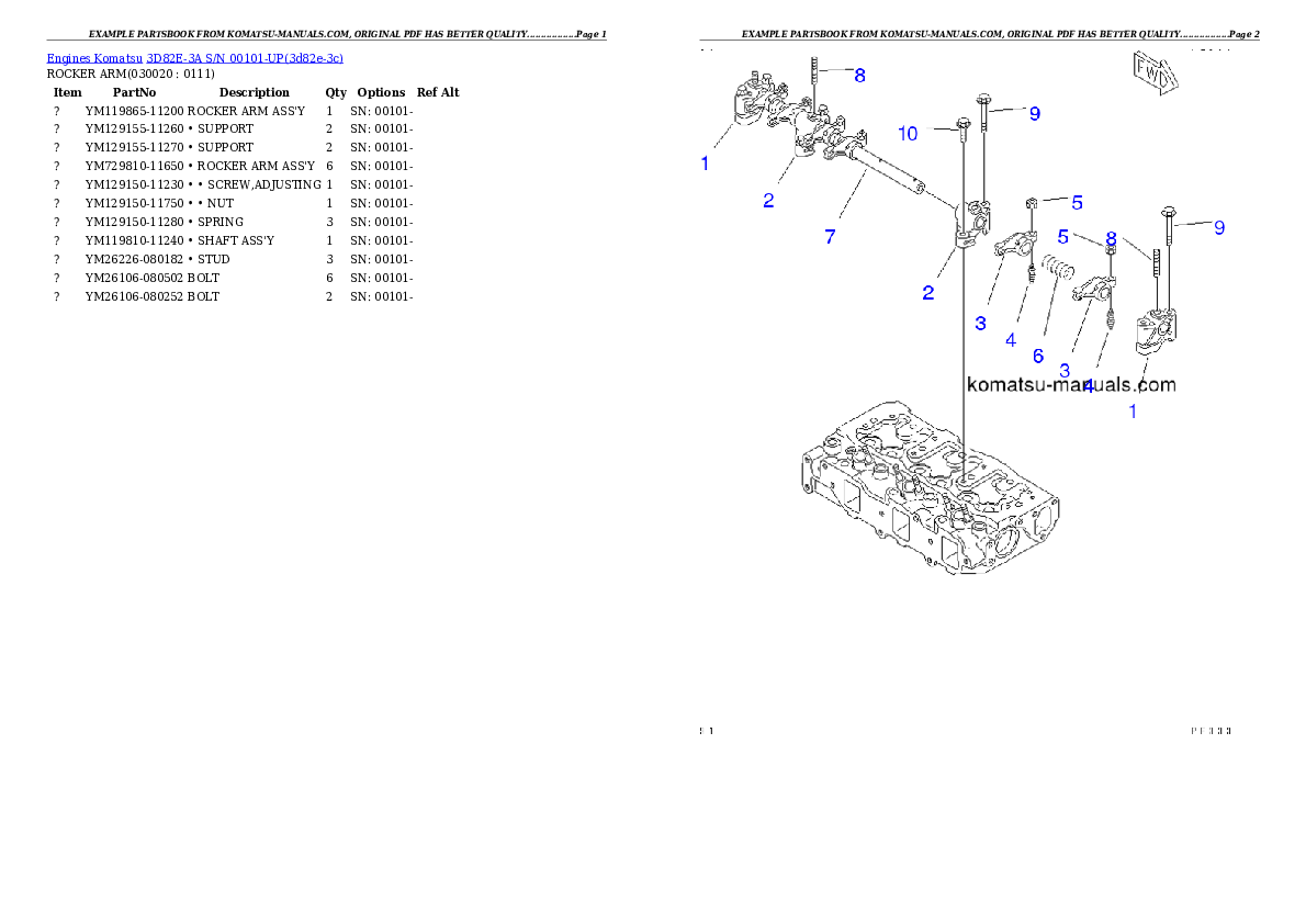 Komatsu 3d82e-3a parts books engines download Komatsu 3d82e-3a parts books engines download
