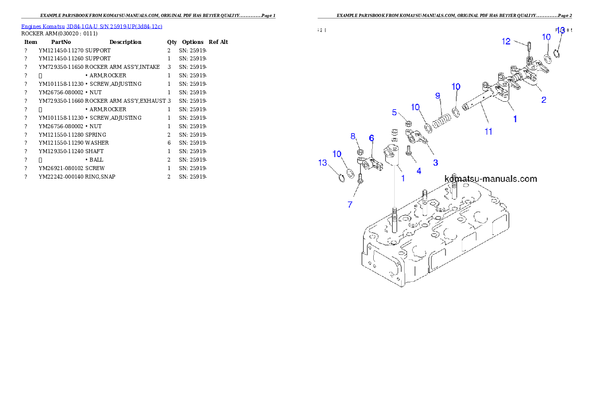 Komatsu 3d84-1ga-u parts books engines download Komatsu 3d84-1ga-u parts books engines download