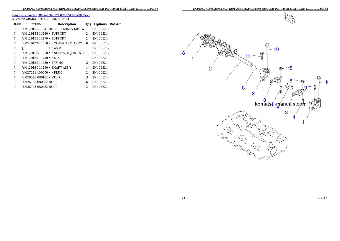 Komatsu 3d84-2ga parts books engines download Komatsu 3d84-2ga parts books engines download