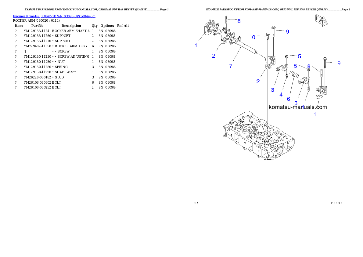 Komatsu 3d84e-3e parts books engines download Komatsu 3d84e-3e parts books engines download