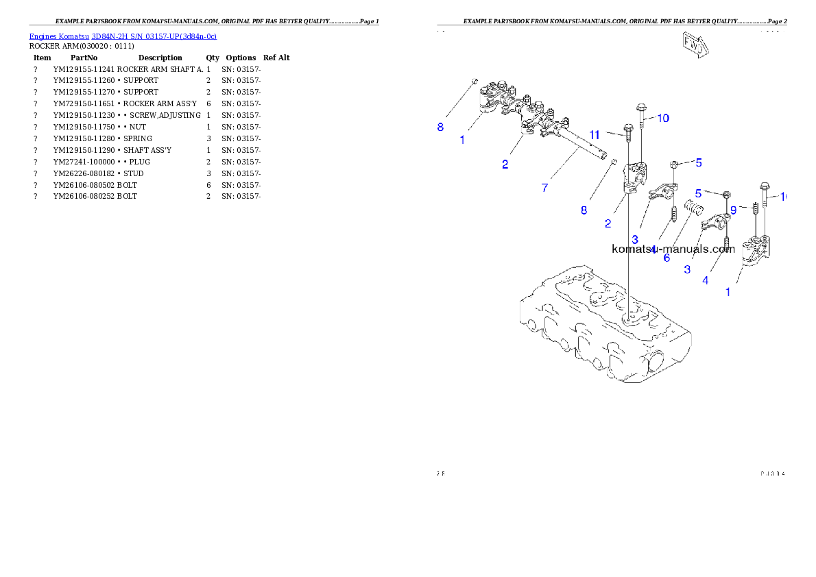 Komatsu 3d84n-2h parts books engines download Komatsu 3d84n-2h parts books engines download