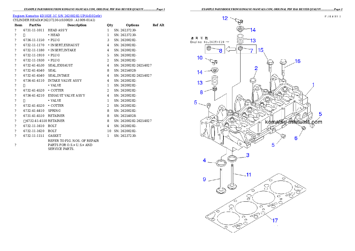 Komatsu 4d102e-1c parts books engines download Komatsu 4d102e-1c parts books engines download