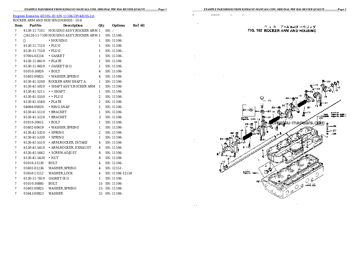 Komatsu 4d105-1d parts books engines download Komatsu 4d105-1d parts books engines download