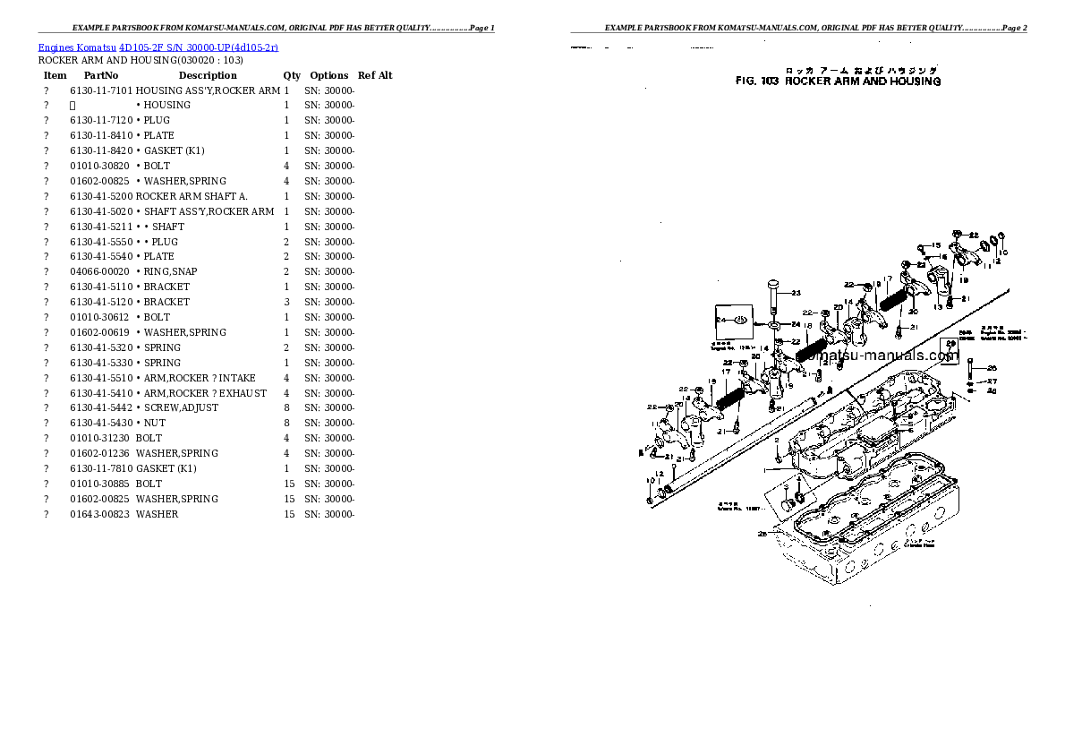 Komatsu 4d105-2f parts books engines download Komatsu 4d105-2f parts books engines download