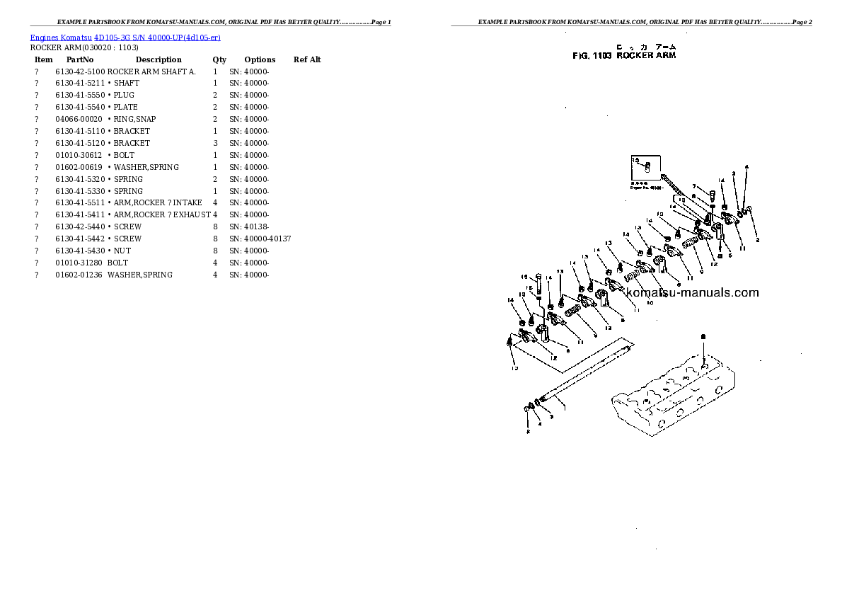 Komatsu 4d105-3g parts books engines download Komatsu 4d105-3g parts books engines download